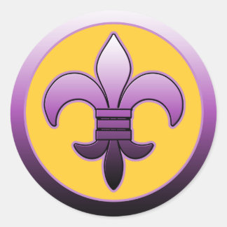 Lila Round Fleur de Lis Stickers Runt Klistermärke