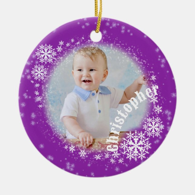 Lila Round Ornament i Snö Flakes (Framsidan)