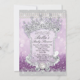 Lila Royal Bling Glitter Baby Shower-inbjudningar Inbjudningar
