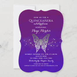 Lila Royal Blue Quinceanera-inbjudan Inbjudningar