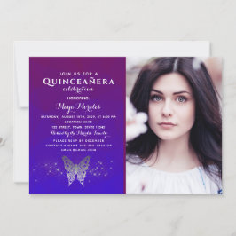 Lila Royal Blue Quinceanera-inbjudan Inbjudningar