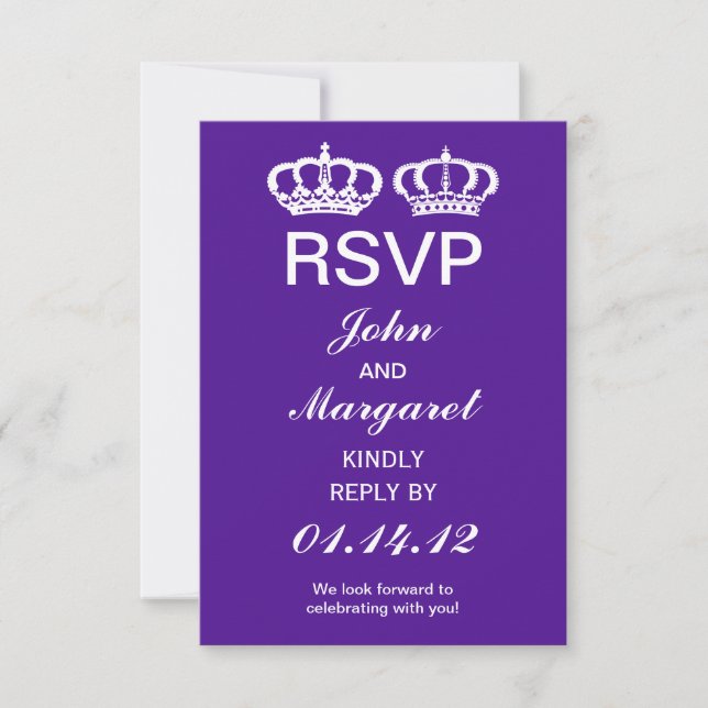 Lila Royal Couple RSVP-kort OSA Kort (Framsida)