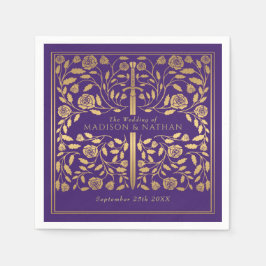 Lila Royal Medieval Guld Sword Bröllop Pappersservett