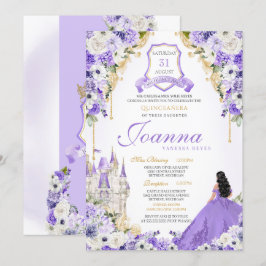 Lila Royal Princess Guld & Lavender Quinceanera Inbjudningar