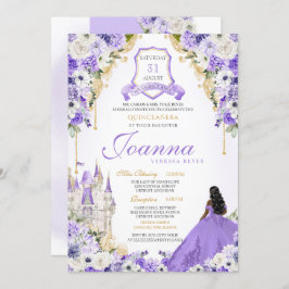 Lila Royal Princess Guld & Lavender Quinceanera Inbjudningar