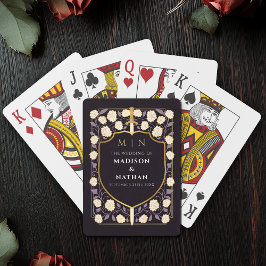 Lila Royal Sword Shield Wedding Favding Casinokort
