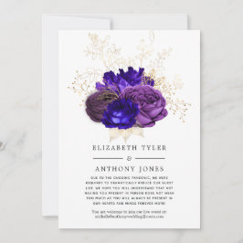 Lila, Royalblå och Guld Blommig Bröllopsgäster Meddelande