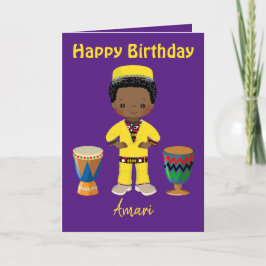 Lila Royalty African Birthday Greetings för honom Helgkort