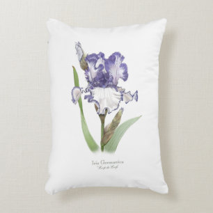 Lila Ruffled Iris Blommigt Botanical Art Prydnadskudde