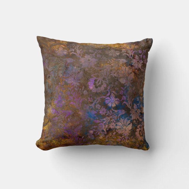 Lila Rulla Work Flowers on Blue Kudde (Framsida)