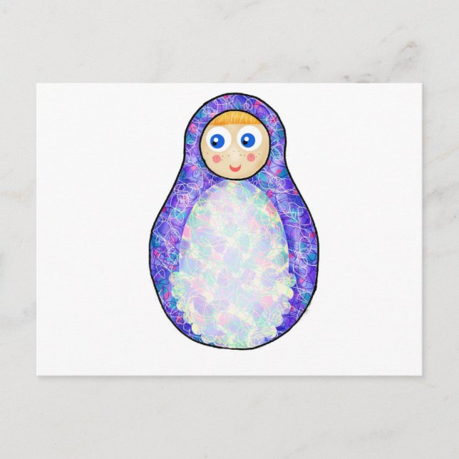 Lila Russian Doll Vykort (Framsida)