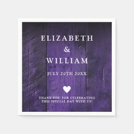 Lila Rustic Boho Barn Wood Landsbyggsbröllop Pappersservett