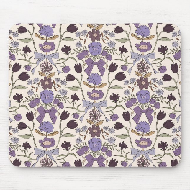 Lila Rustic Bows och Blommar Musmatta (Framsidan)