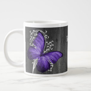 Lila Rustic Butterfly Personlig Jumbo Mugg