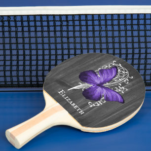 Lila Rustic Butterfly Personlig Pingisracket