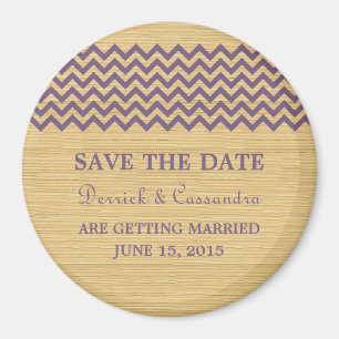 Lila Rustic Chevron Spara datum magneter