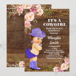 Lila Rustic Cowgirl Baby Shower Card Inbjudningar