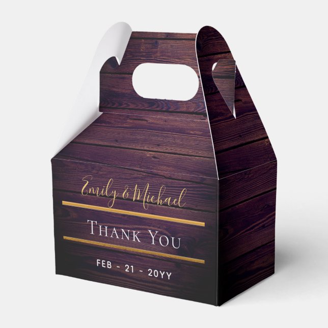 Lila Rustic Gable Box - Tack Wedding Favors Presentaskar (Framsidan Sidan)