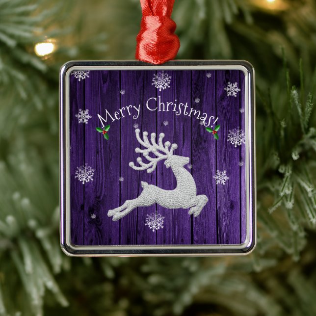 Lila Rustic julpryder Ceramic Ornament (Träd)
