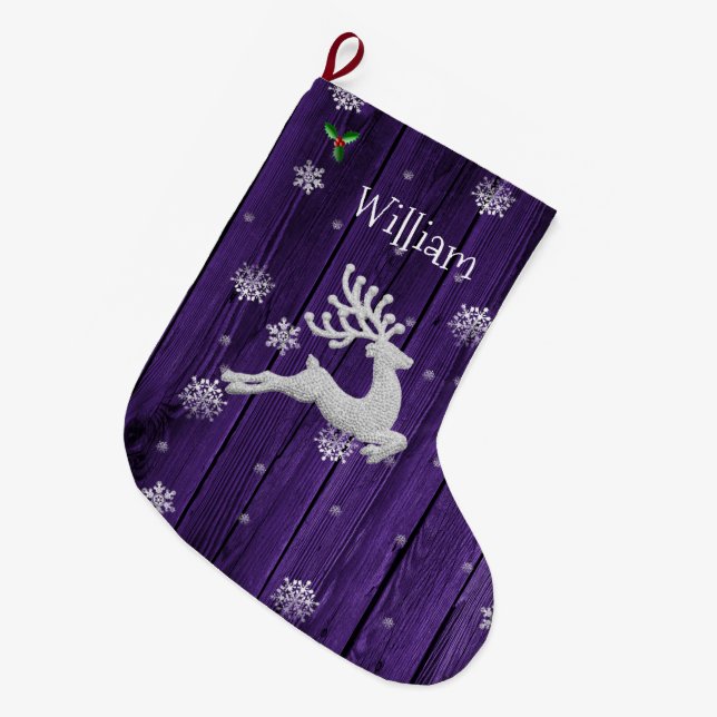 Lila Rustic julrenar Stocking Stor Julstrumpa (Framsidan (Hängande))