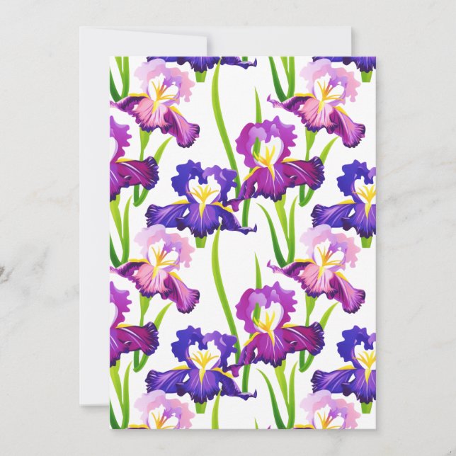 Lila Rustic Meadow Iris Flowers Watercolor Julkort (Framsida)
