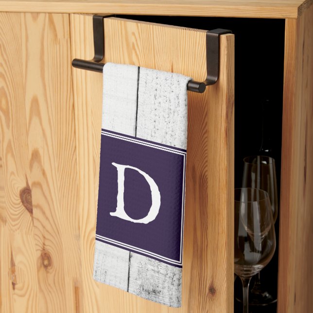Lila Rustic Monogram Towel Kökshandduk (Thirds Fold)