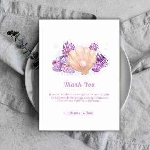 Lila Rustic Pearl Seashell Baby Shower Tack Kort