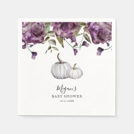 Lila Rustic Pumpkin Fall Baby Shower Pappersservett