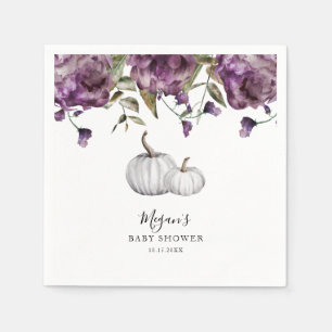 Lila Rustic Pumpkin Fall Baby Shower Pappersservett