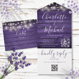Lila Rustic QR-kod Mason Burk Ljus Bröllop