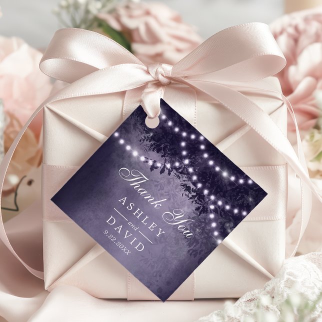 Lila Rustic Träd Canopy Ljus Woodland Bröllop Gåvor Etiketter (Skapare uppladdad)