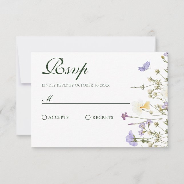 Lila Rustic Wildblommor OSA Kort (Framsida)