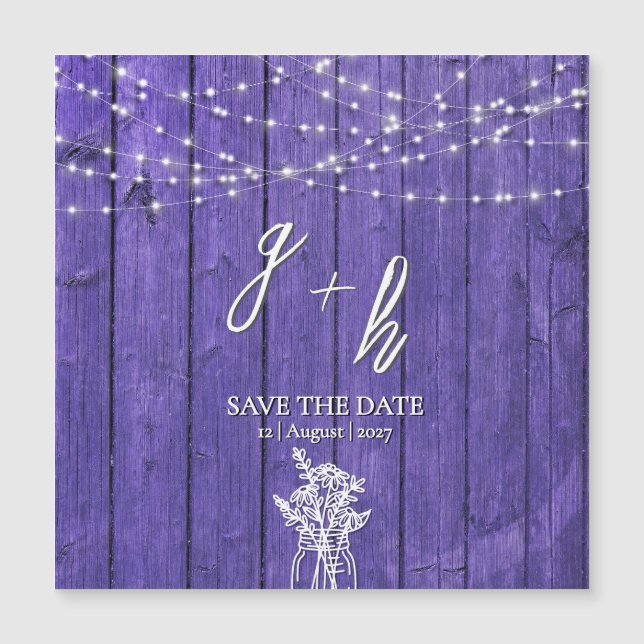 Lila Rustic Wood String Ljus Boho Mason Burk (Framsida)