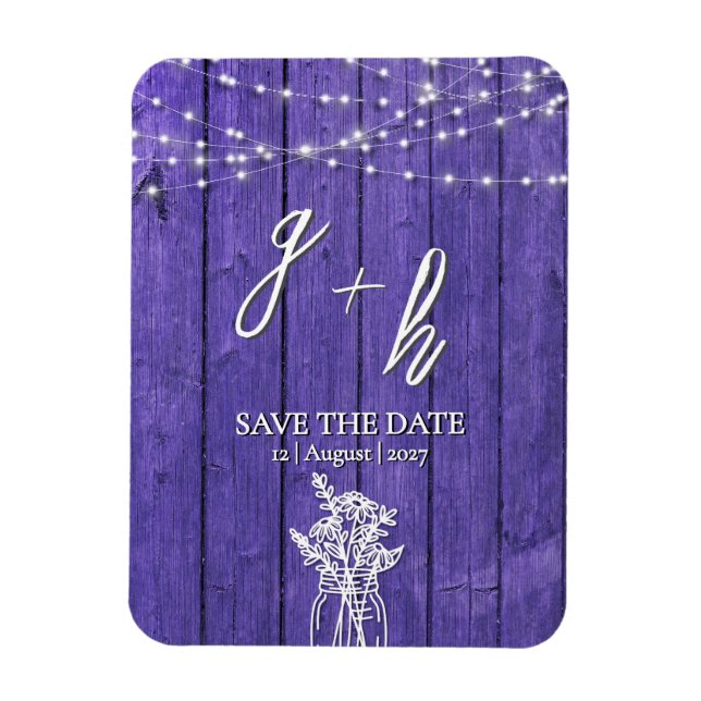Lila Rustic Wood String Ljus Boho Mason Burk Magnet (Vertikal)