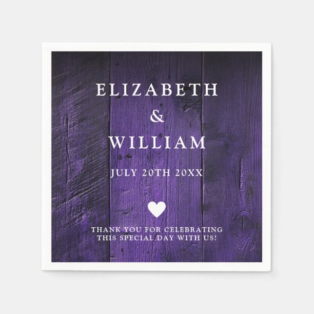 Lila rustik boho ladugård trähus landsbygd bröllop pappersservett (Framsidan)