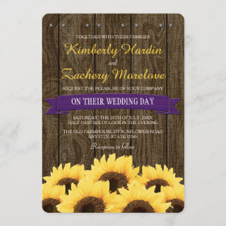 LILA RUSTISK SUNFLOWER WEDVITATION INBJUDNINGAR