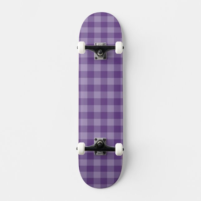 Lila rutig bakgrund mini skateboard bräda 18,5 cm (Framsida)