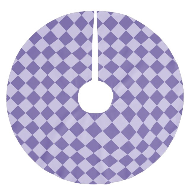 Lila Rutig Diamantmönster Julgransmatta Borstad Polyester (Framsidan)