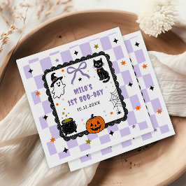 Lila rutig Halloween födelsedagsfest Pappersservett