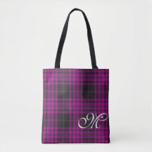 Lila rutig monogram-handväska