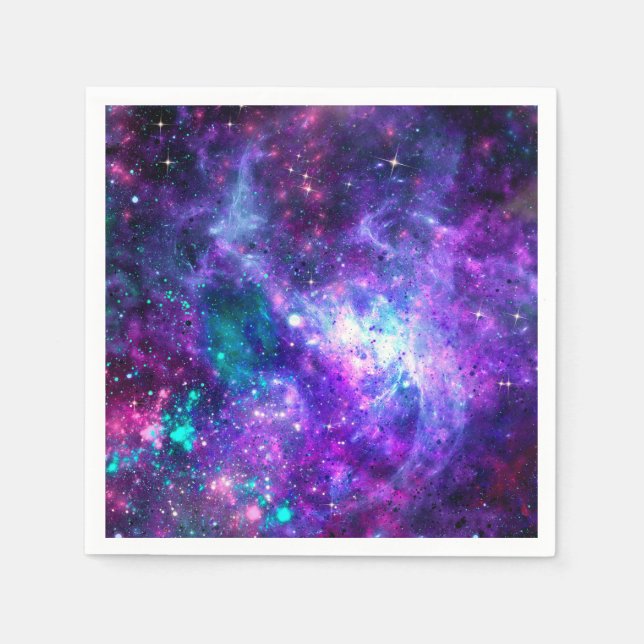 Lila Rymdgalax Kosmisk Rymdgrön Rosa Himmel Pappersservett (Framsidan)
