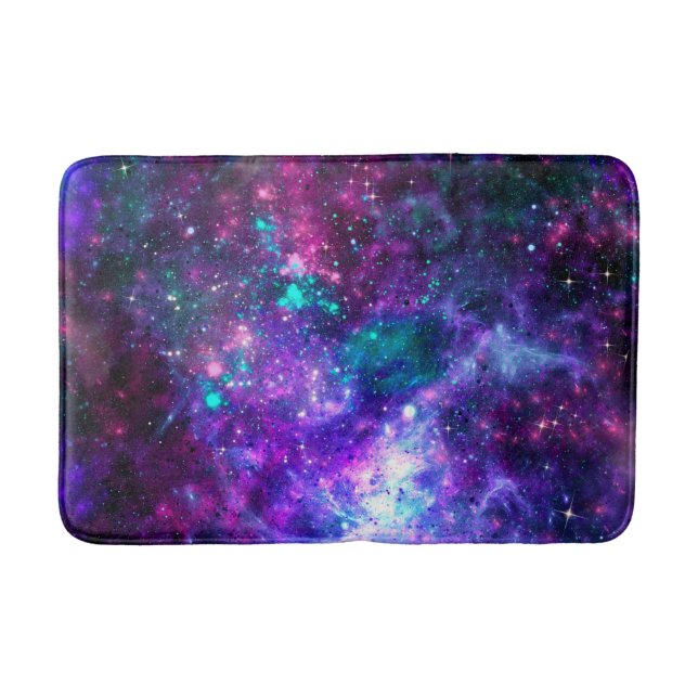 Lila rymdgalax kosmisk rymdteal rosa himmel badrumsmatta (Framsidan)