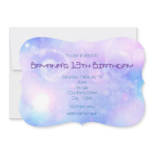 Lila rymdiga ljus födelsedagsfestinbjudningar