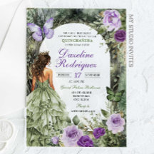 Lila Sage Grönt Whimsical Forest Quinceanera