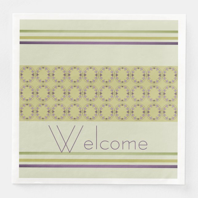 Lila Sage och Grått Grönt Snyggt Pappersservett (Framsida)