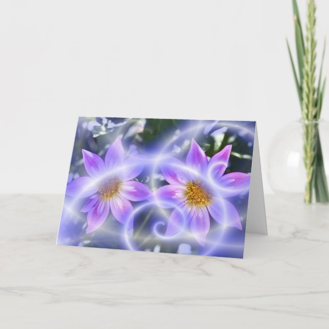 Lila Sagospår Dahlia På Duk Och Flera Kort (Framsida)