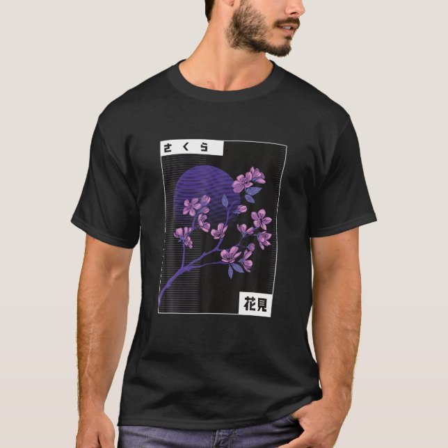 Lila Sakura Flowers Japanska Cherry Blommar T Shirt (Framsida)