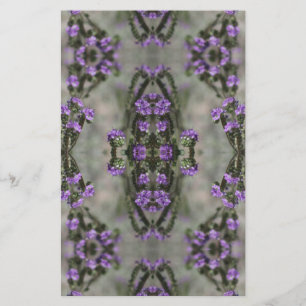 Lila Salt Heliotrope Wildblomme Mönster Brevpapper