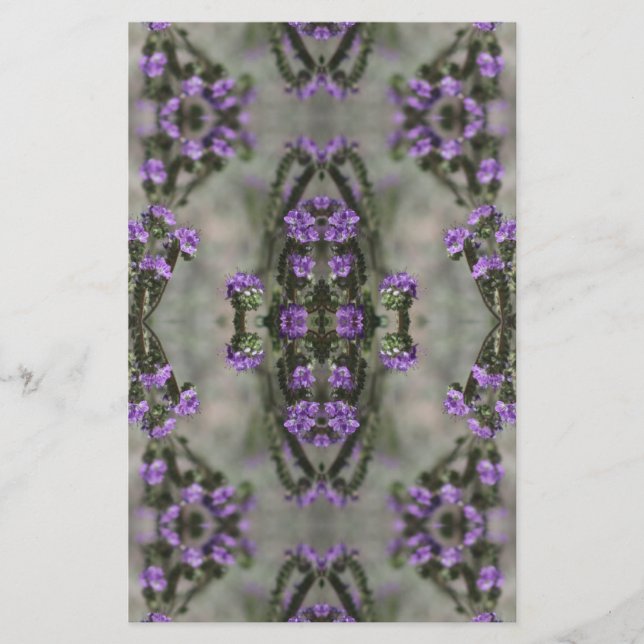 Lila Salt Heliotrope Wildblomme Mönster Brevpapper (Framsida)