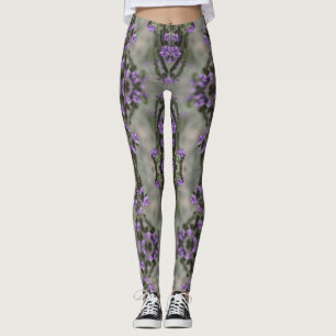 Lila Salt Heliotrope Wildblomme Mönster Leggings